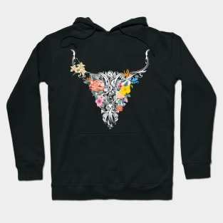 Bull skull with flowers Hoodie